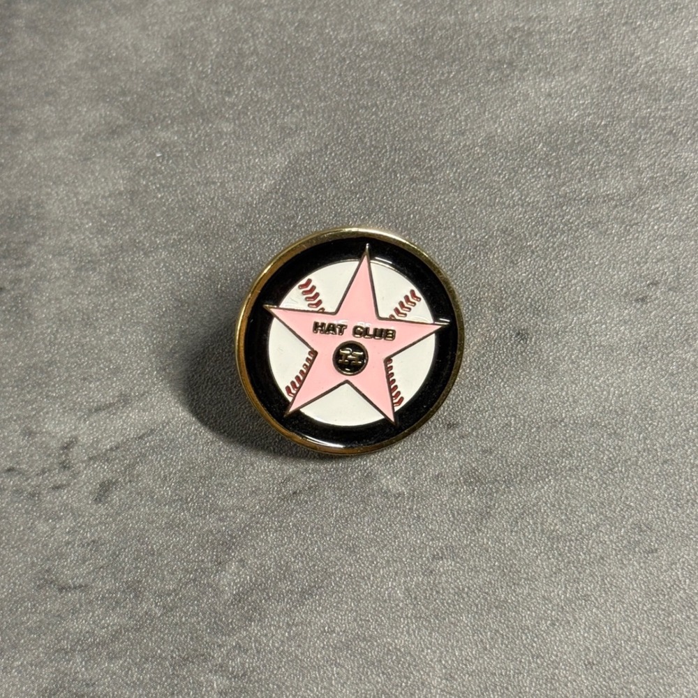 Hat Club Enamel Pin Mens Pink UV Gold Star‎ New Era Baseball Accessory RARE